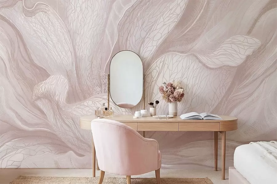 fototapeter Abstrakt blomst i lyse beige nyanser w05119