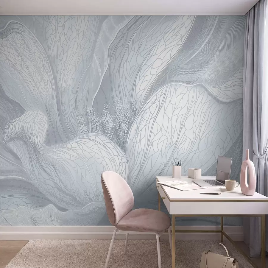 fototapeter Abstrakt blomst i kjølige blå nyanser w05119v2