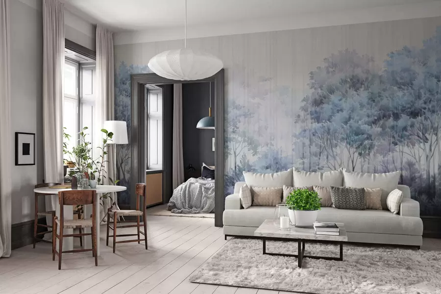 fototapeter Grønn skog og linjer w05442v1