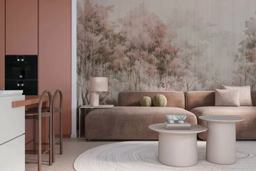 fototapeter Grønn skog og linjer w05442v2