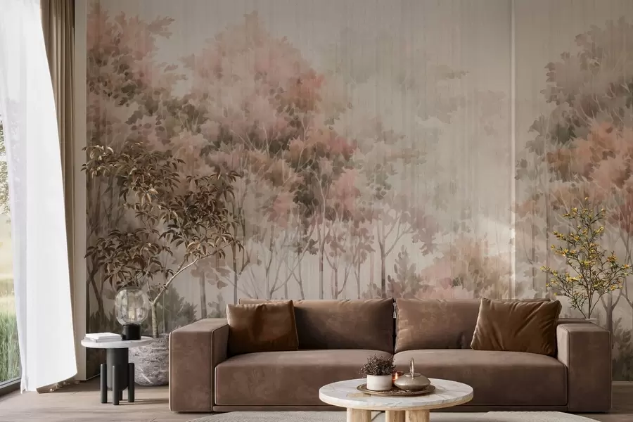 fototapeter Grønn skog og linjer w05442v2