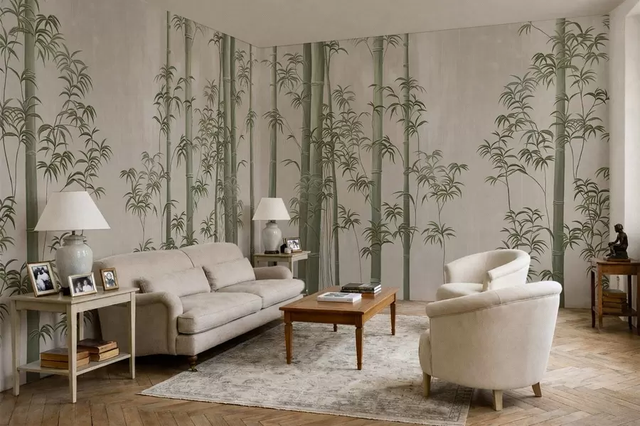 fototapeter Lysegrønn bambus  w05120v1