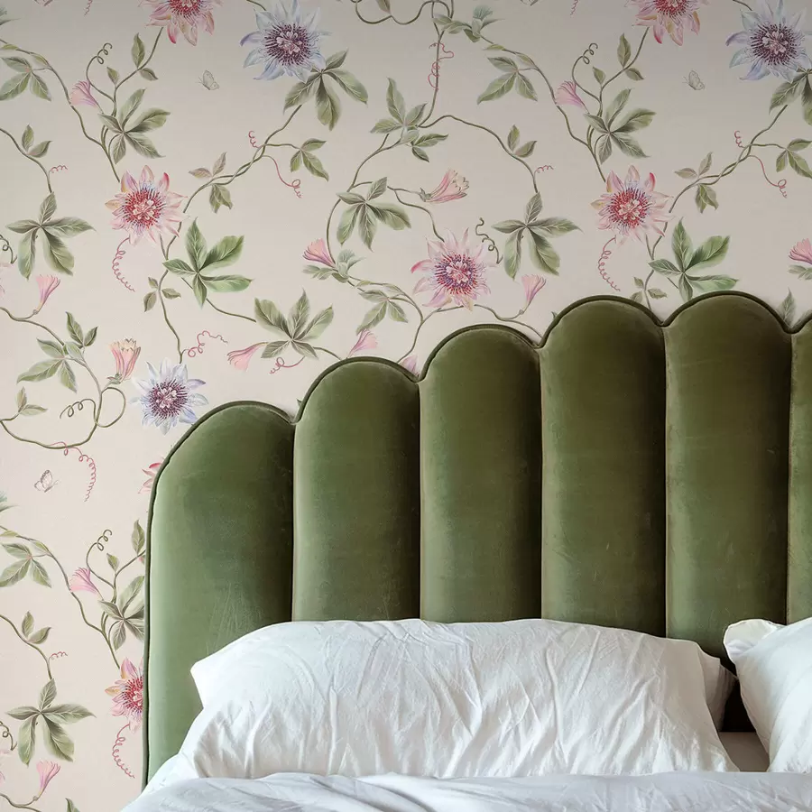 fototapeter Mønster med eksotiske blomster og ranker a01131