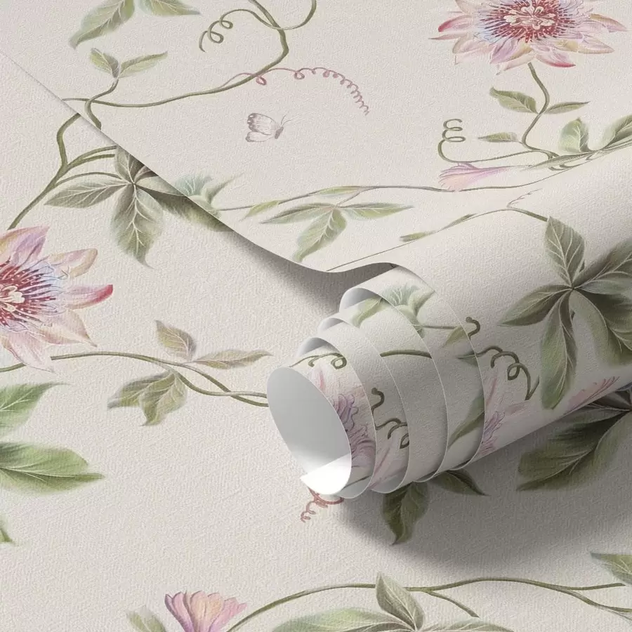 fototapeter Mønster med eksotiske blomster og ranker a01131