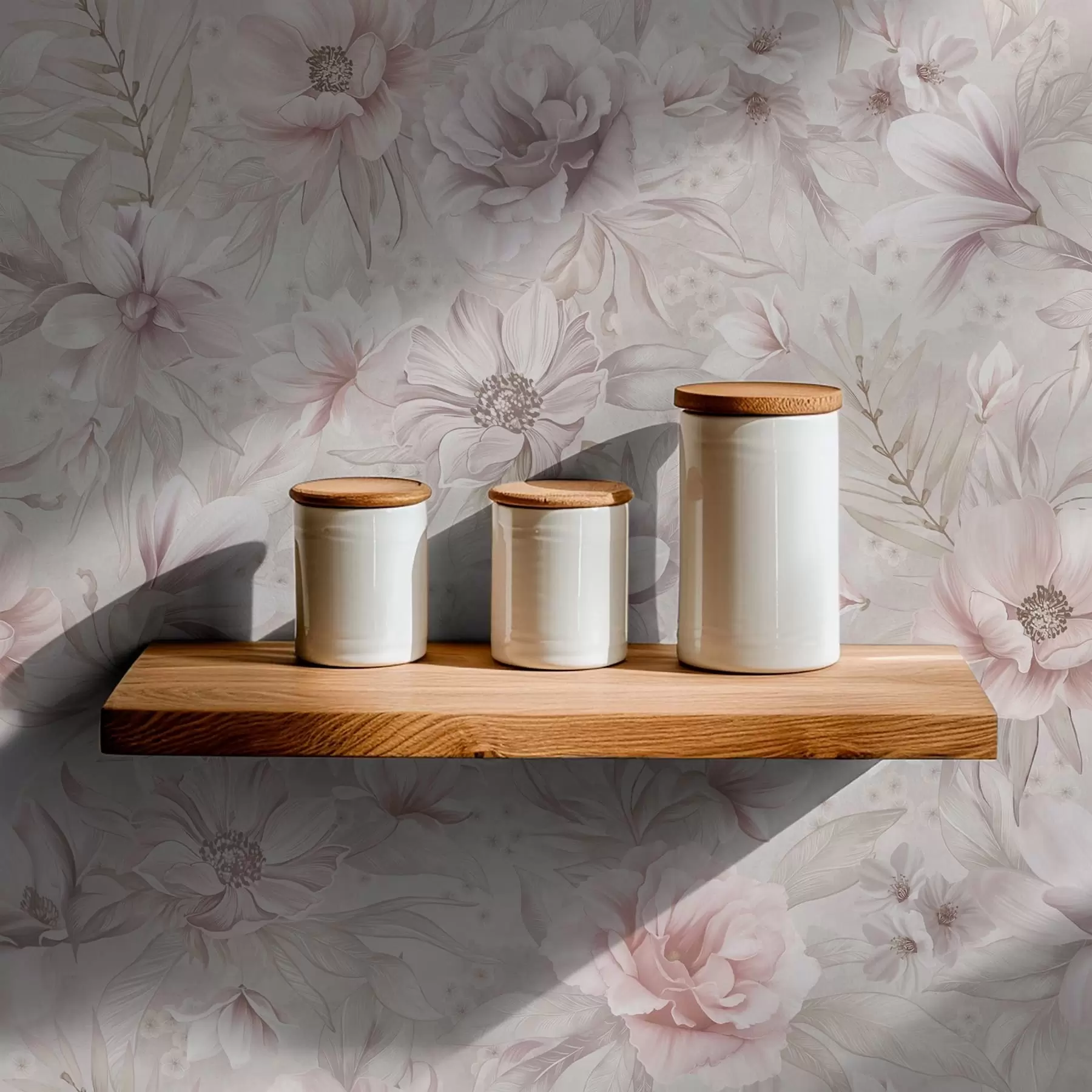 fototapeter Lysmønster med store, delikate blomster a01133