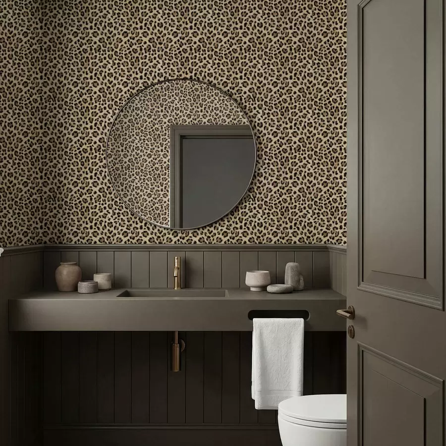 fototapeter Leopardmønster med flekker på lys bakgrunn a01151