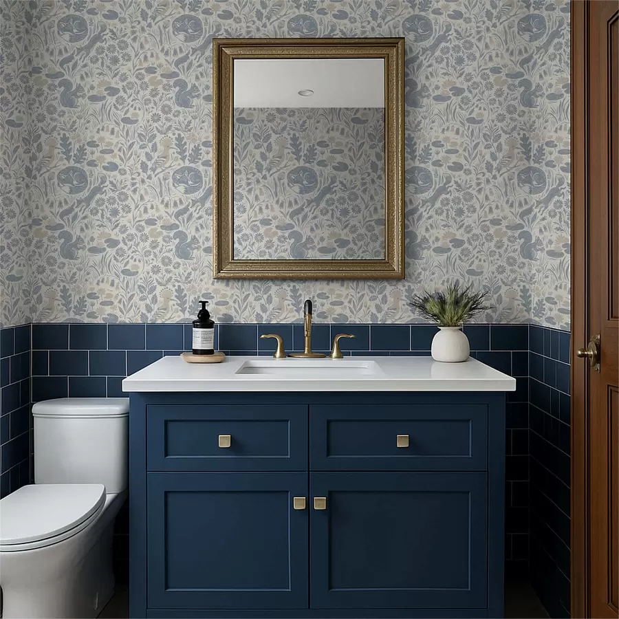 fototapeter Dekorativt mønster med skogsdyr a01158