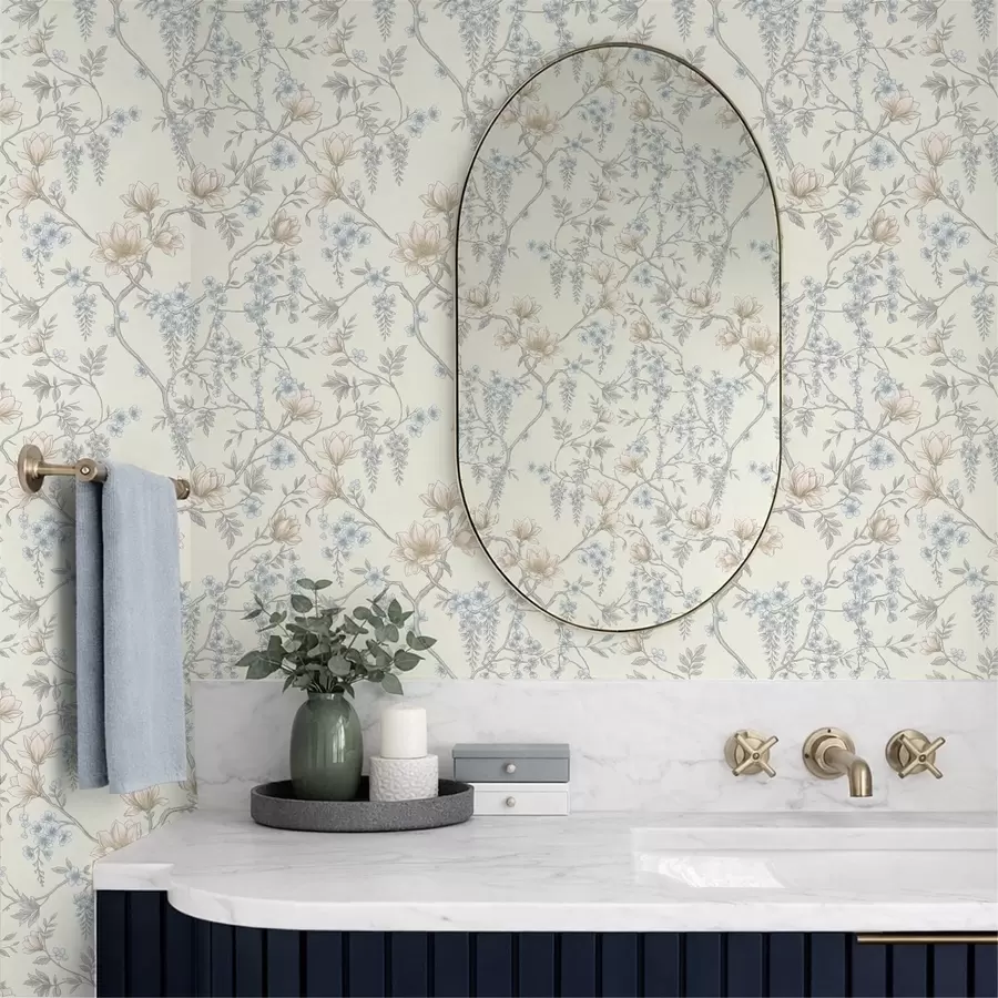 fototapeter Et delikat blomstermønster med grener og blomster a01159