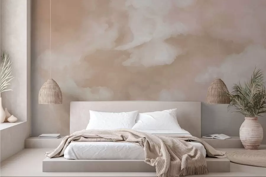 fototapeter En myk, skyet bakgrunn i varme beigefarger w05426