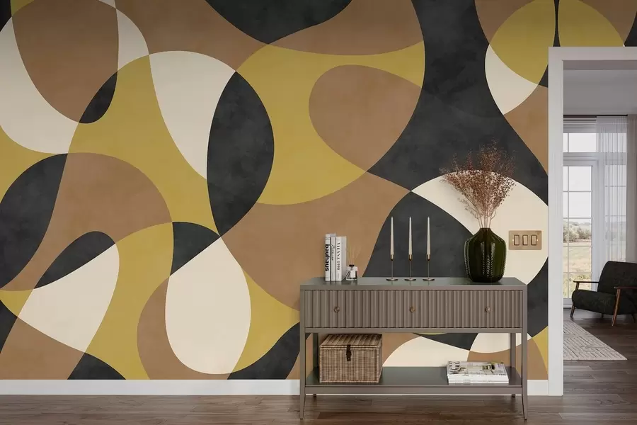 fototapeter Abstrakt mønster med flytende former og kontrast w05149