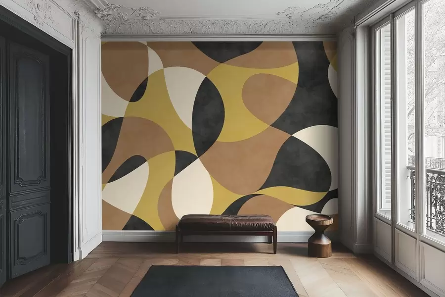 fototapeter Abstrakt mønster med flytende former og kontrast w05149