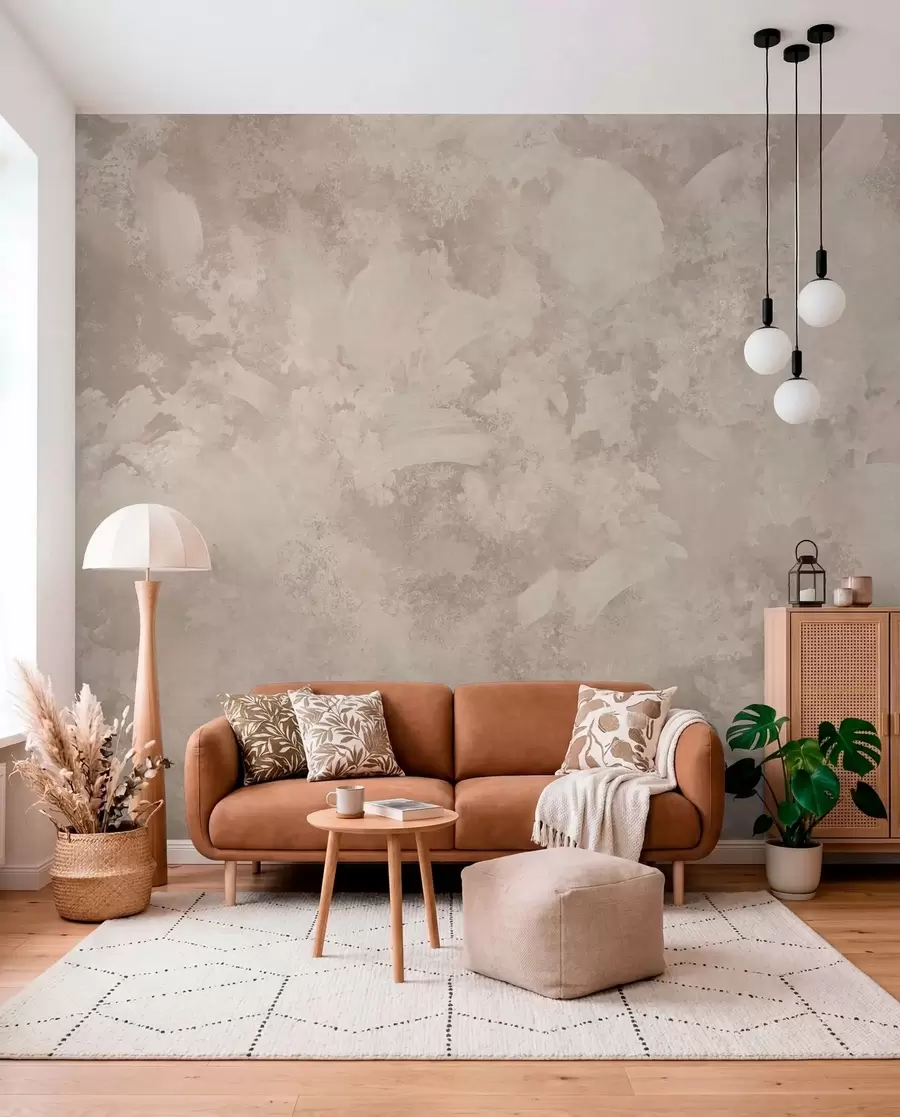 fototapeter Minimalistisk, abstrakt penseltekstur i beige nyanser w05160