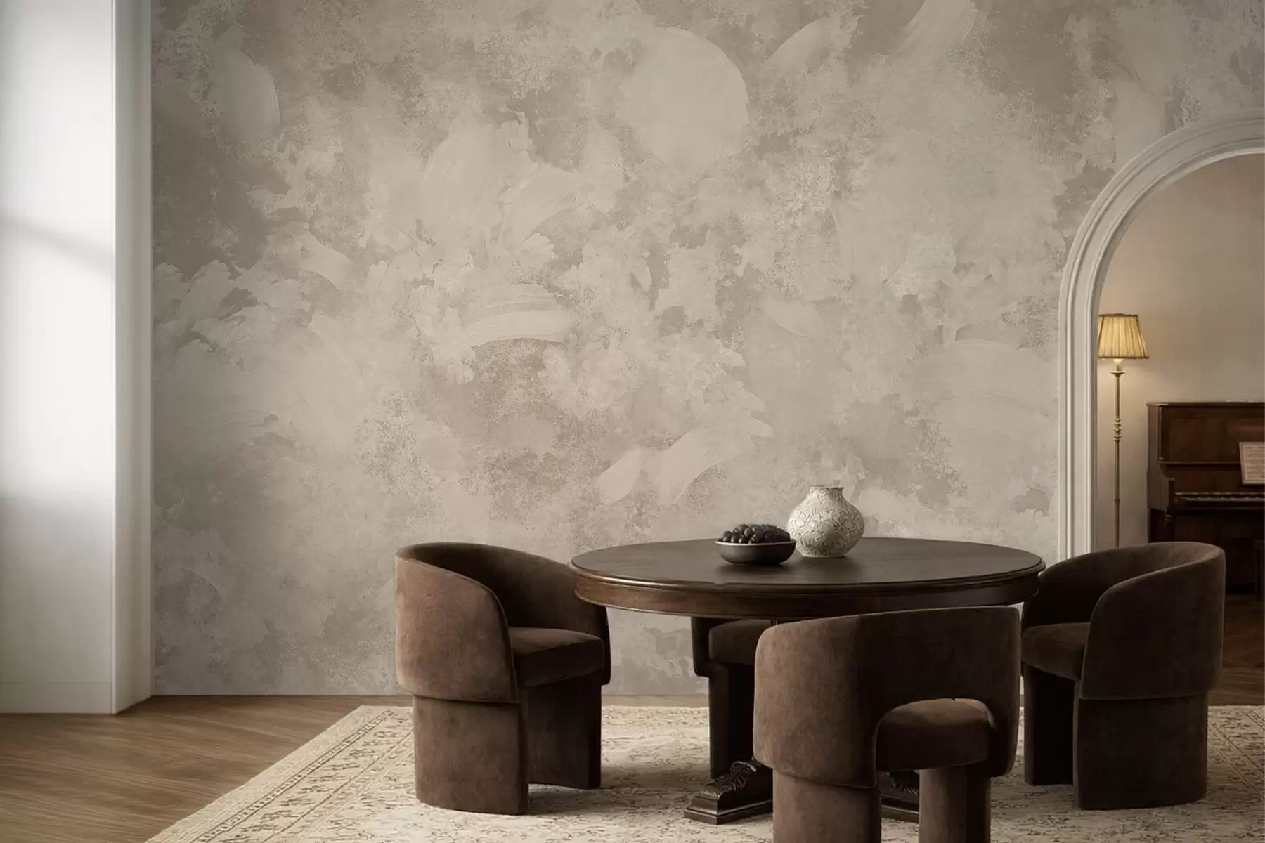 fototapeter Minimalistisk, abstrakt penseltekstur i beige nyanser w05160