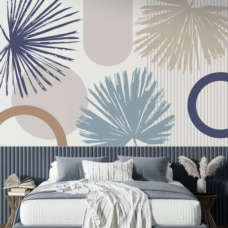 fototapeter Abstraksjon med plante- og geometriske silhuetter w05505v1