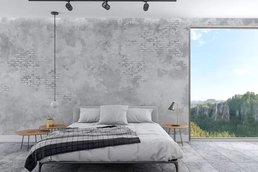 fototapeter Grungegrå puss med synlige mursteinspartier w05161v2