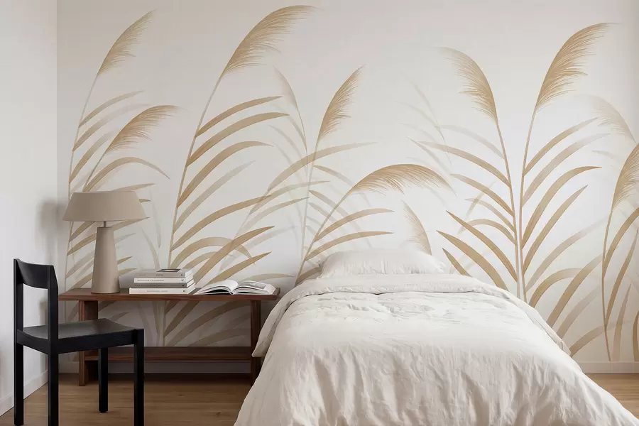 fototapeter Minimalistiske gress i lyse beige nyanser w05432v1
