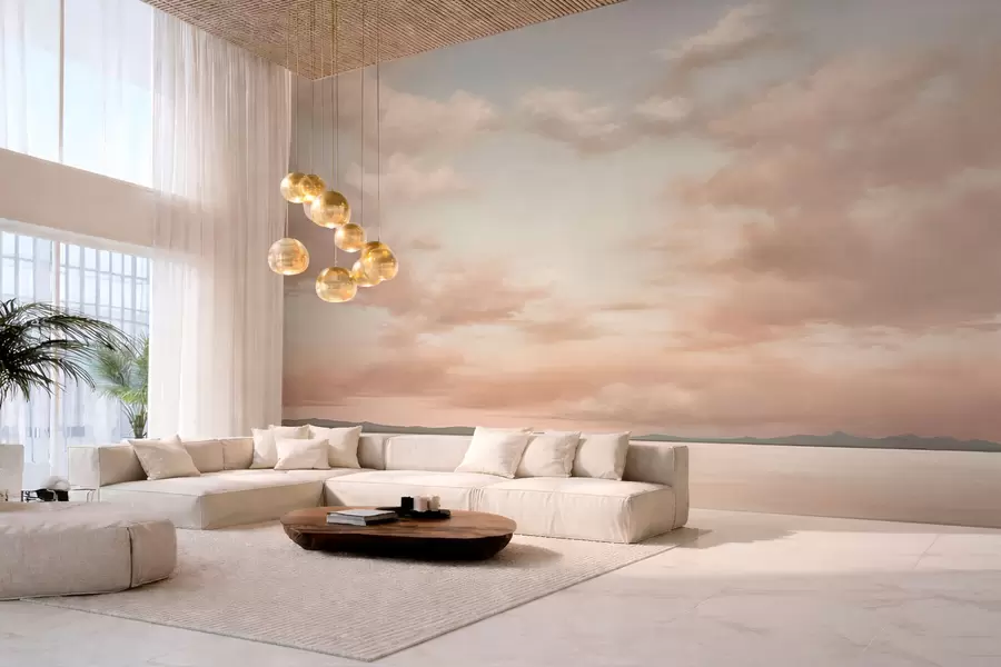 fototapeter Minimalistisk havhorisont med pastellfargede skyer w05516