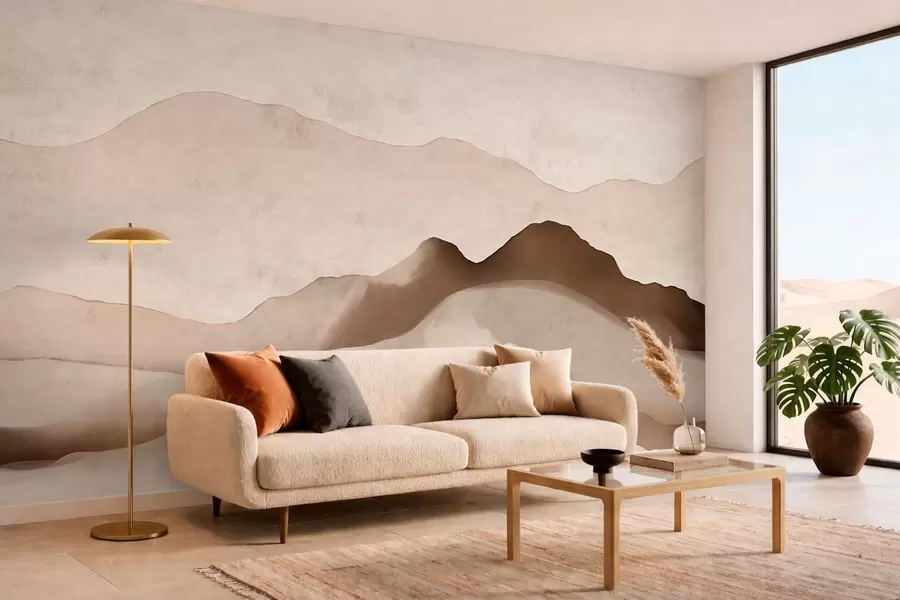 fototapeter Abstrakte fjell i Japandi- og minimalistisk stil w05434