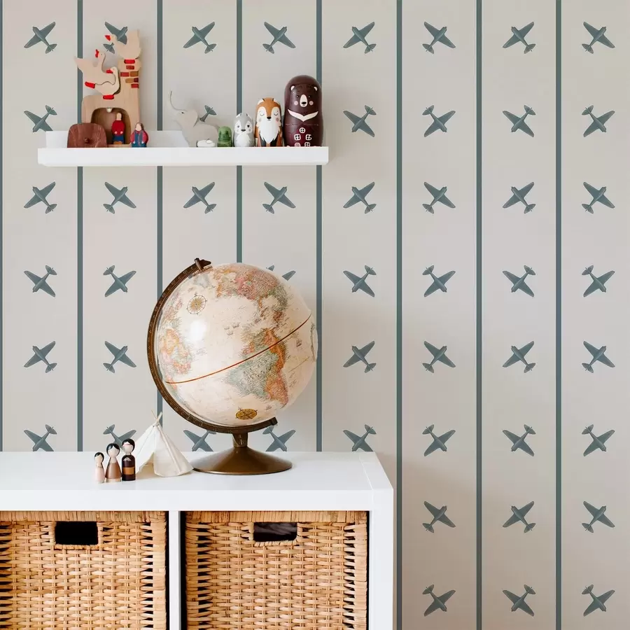 fototapeter Fly med stripete mønster og blå detaljer a01169