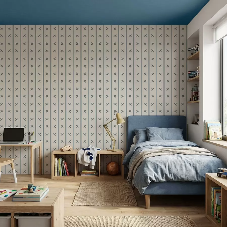 fototapeter Fly med stripete mønster med blå striper a01170