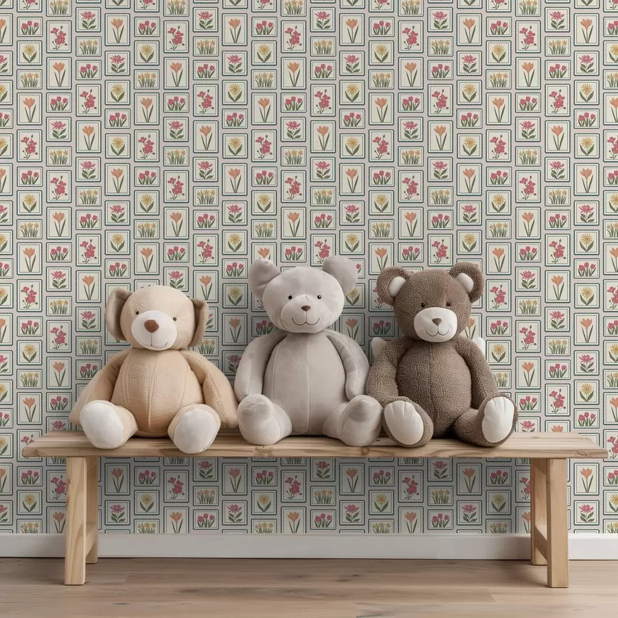 fototapeter Blomsterillustrasjoner i ramme med kant a01174