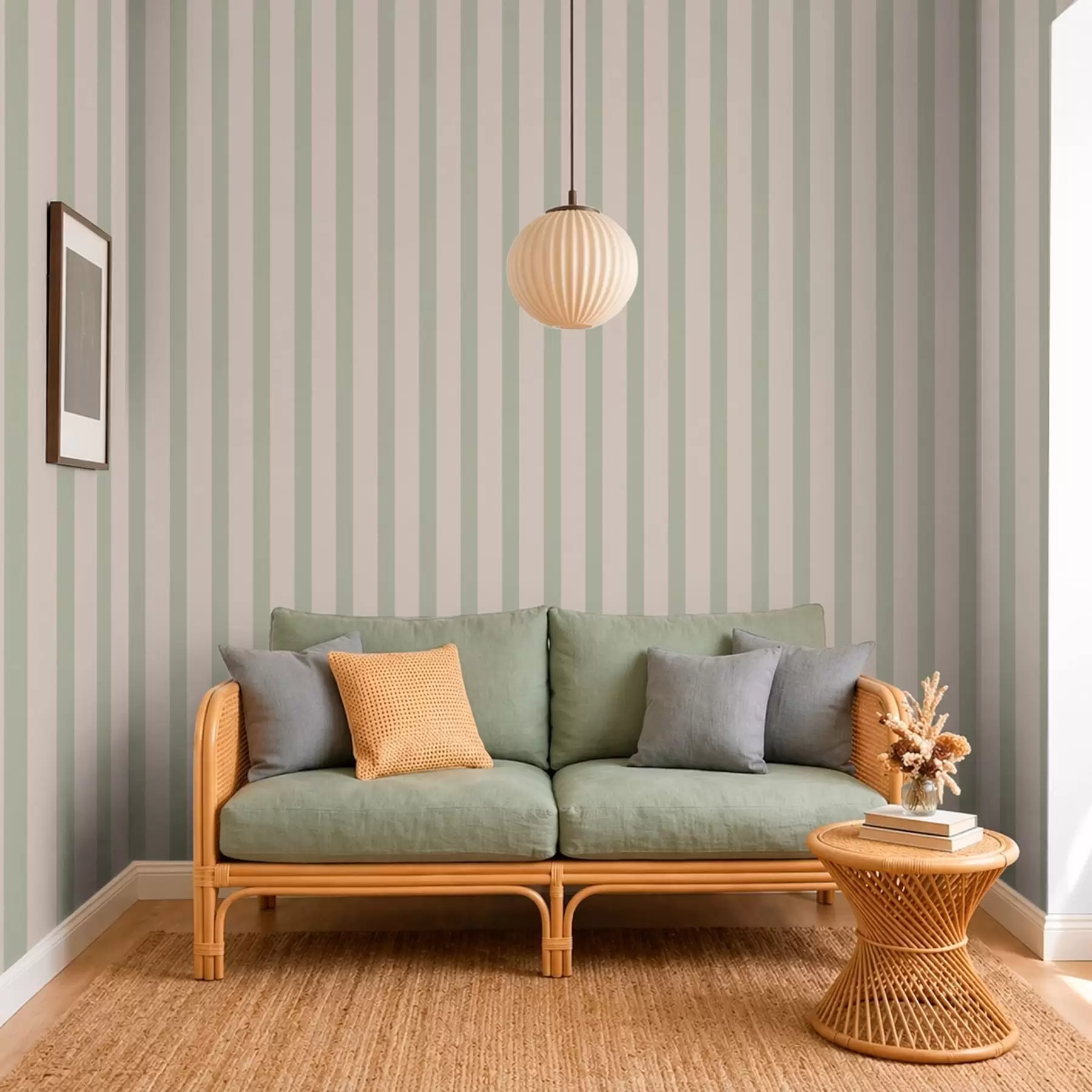 fototapeter Grønne og beige vertikale striper a01180
