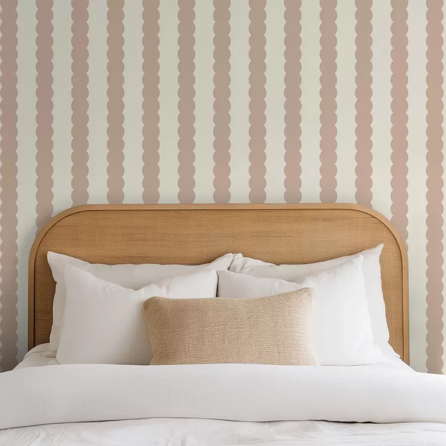 fototapeter Beige bølgete striper i minimalistisk stil a01182v2