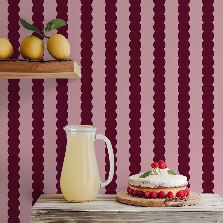 fototapeter Burgunderfargede bølgete striper i minimalistisk stil a01182v5