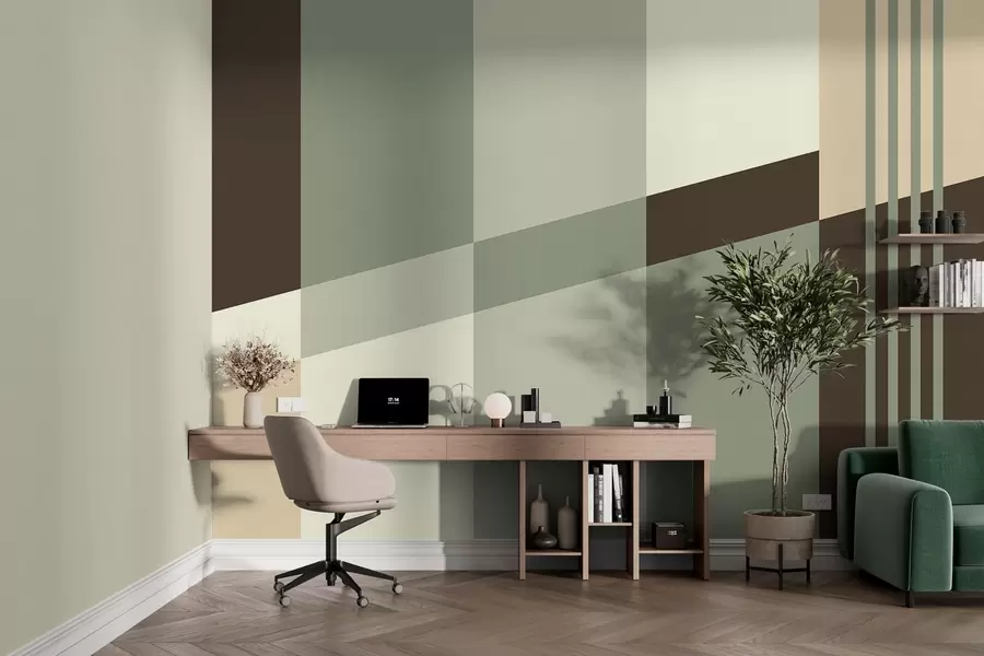 fototapeter Diskrete geometriske mønstre i nyanser av oliven, beige og brunt w05390