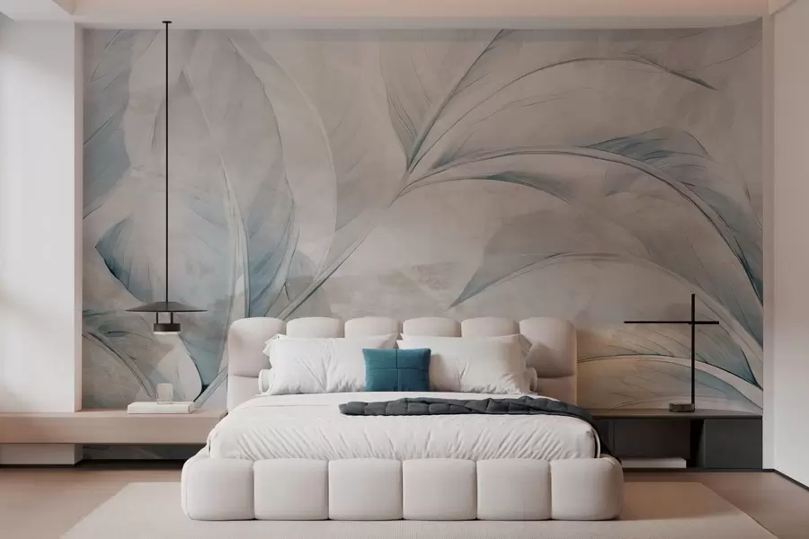 fototapeter Blader på betongvegg w05440