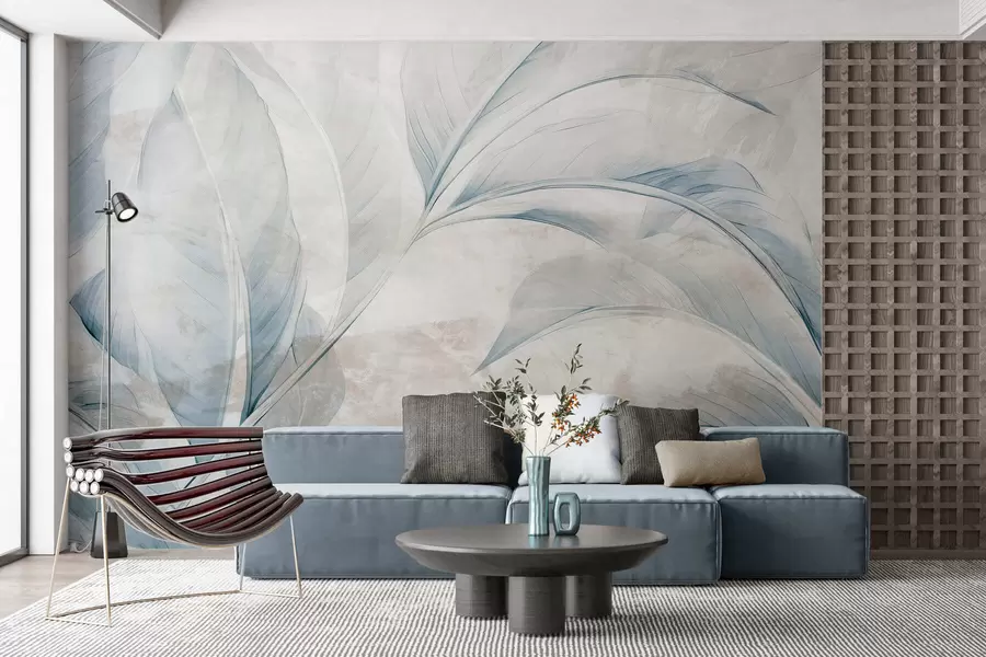 fototapeter Blader på betongvegg w05440