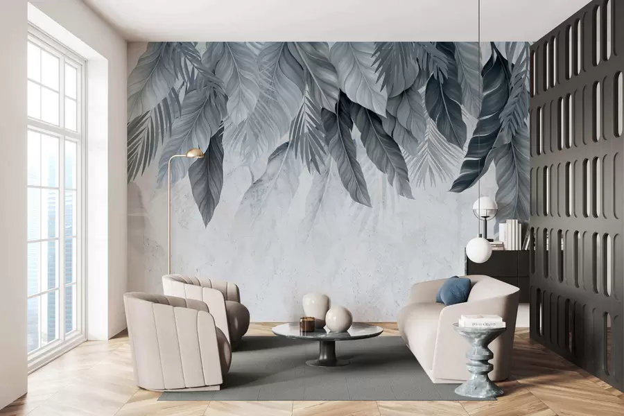 fototapeter Tropiske hengende blader på betong w05521v1