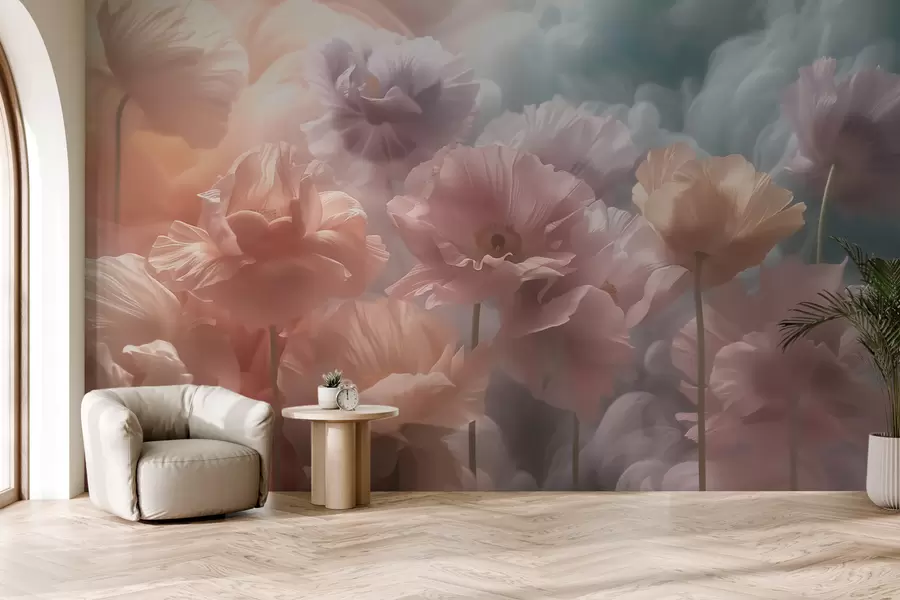 fototapeter Luftige blomster med gjennomsiktige kronblader i det milde morgenlyset w09847