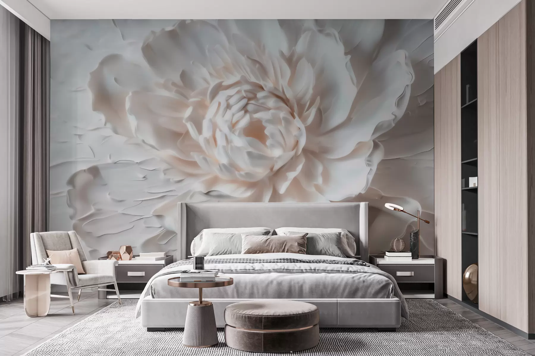 fototapeter Et delikat blomsterrelief med glatte kronblader i lyse farger w09861