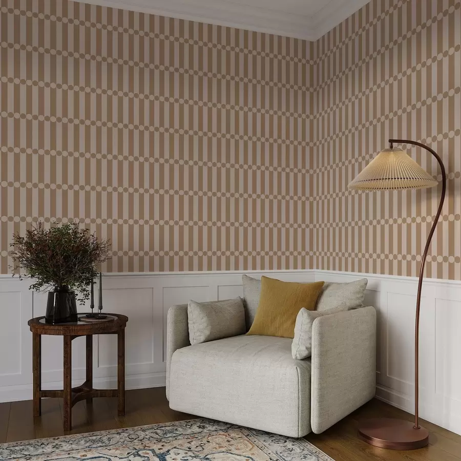 fototapeter Varme beige striper med sirkler i midten a01186v1