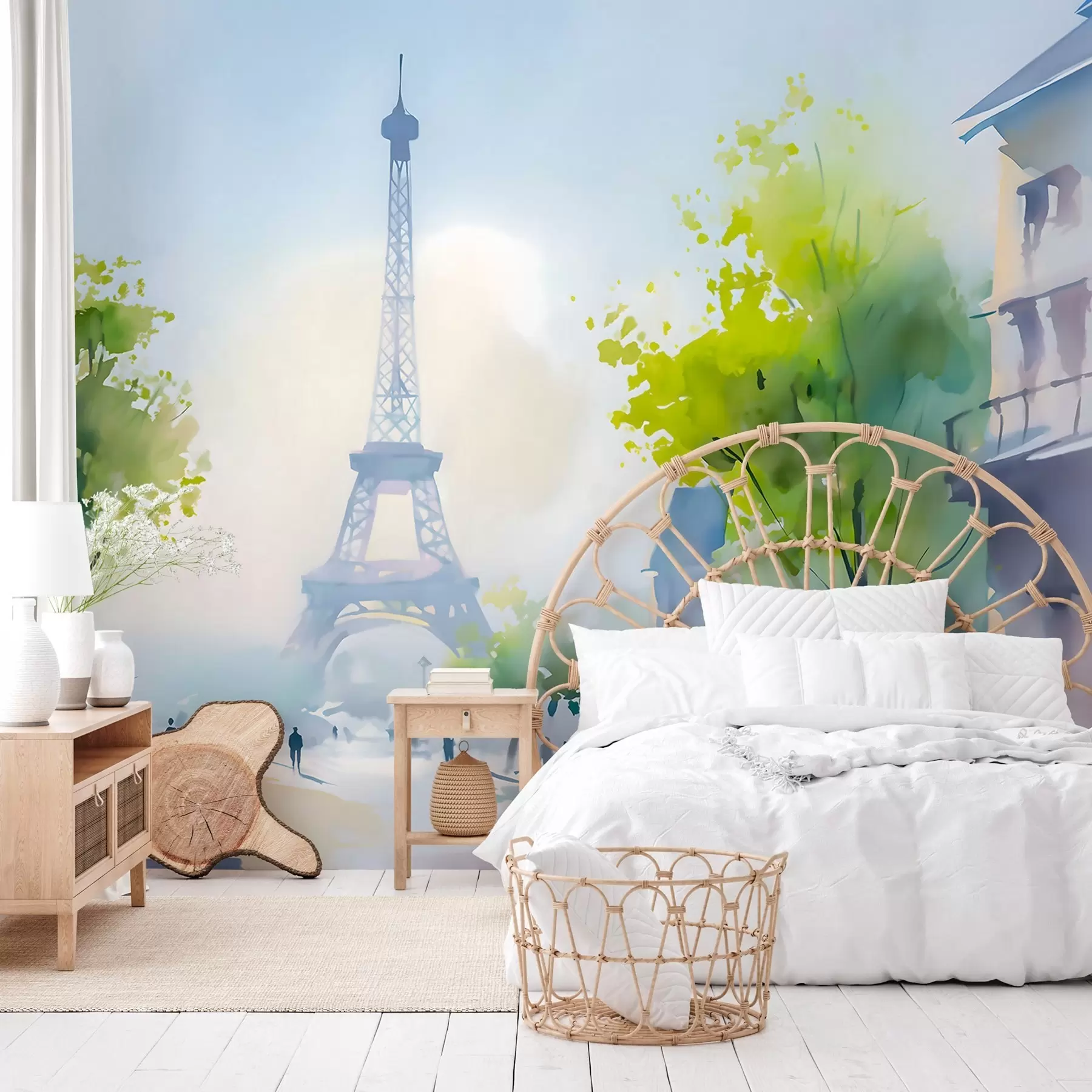 fototapeter Paris, et bybilde i akvarellstil à la prima w05566