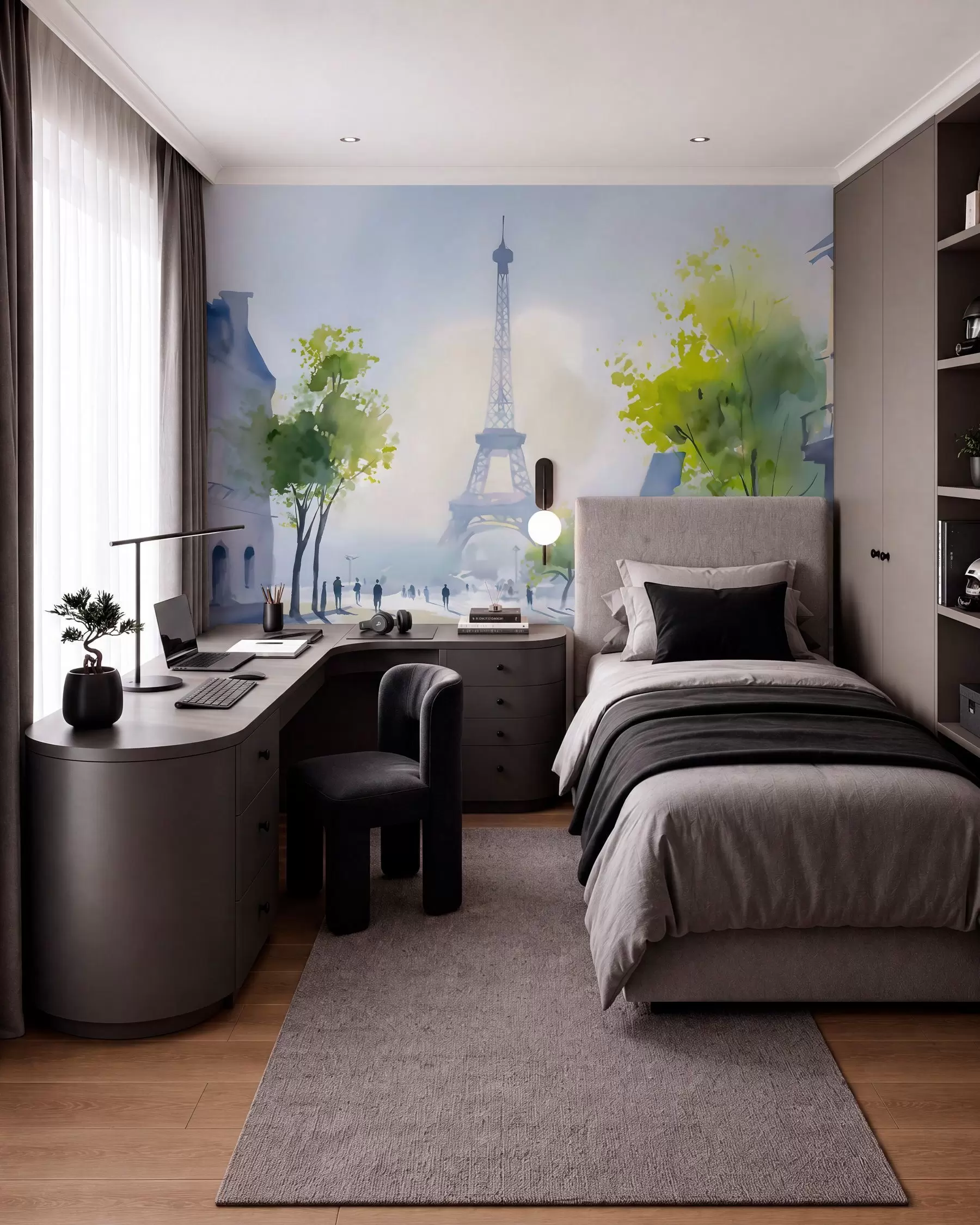 fototapeter Paris, et bybilde i akvarellstil à la prima w05566