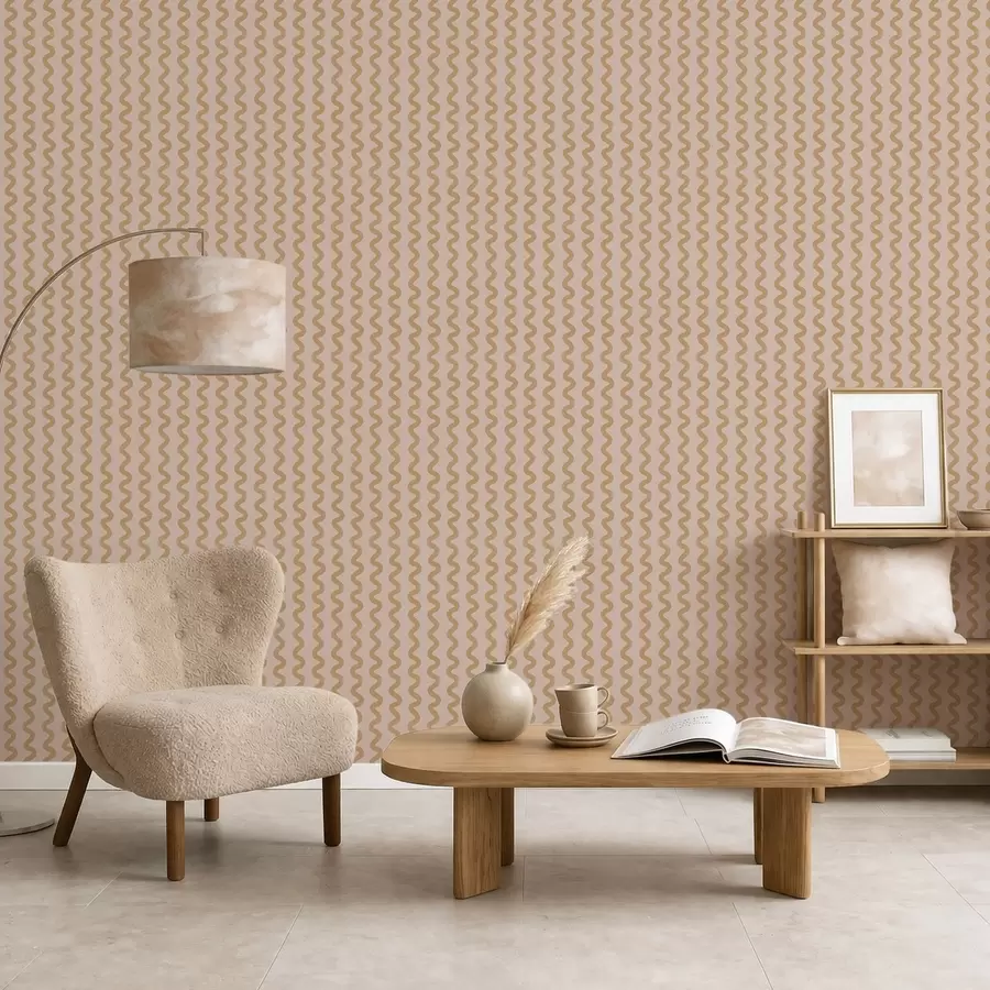 fototapeter Bølget sennepsmønster på beige bakgrunn a01187v1