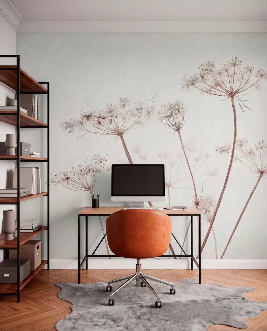 fototapeter Tørkede blomsterstander mot en lys, minimalistisk bakgrunn w05543