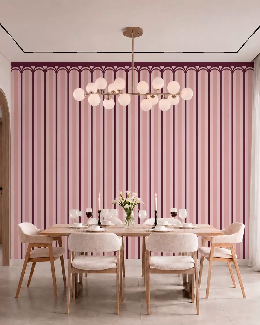 fototapeter Vertikalt ornament i rosa og vinrøde nyanser w05610v4