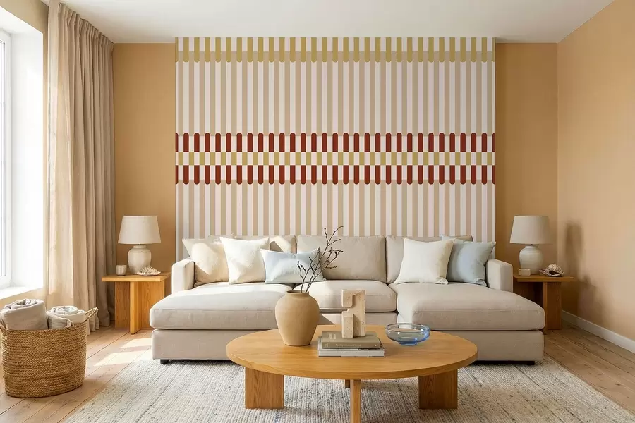 fototapeter Stripet mønster i beige- og terrakottanyanser w05150v3
