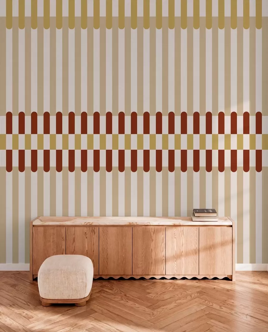 fototapeter Stripet mønster i beige- og terrakottanyanser w05150v3