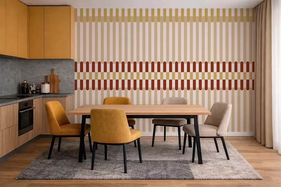 fototapeter Stripet mønster i beige- og terrakottanyanser w05150v3