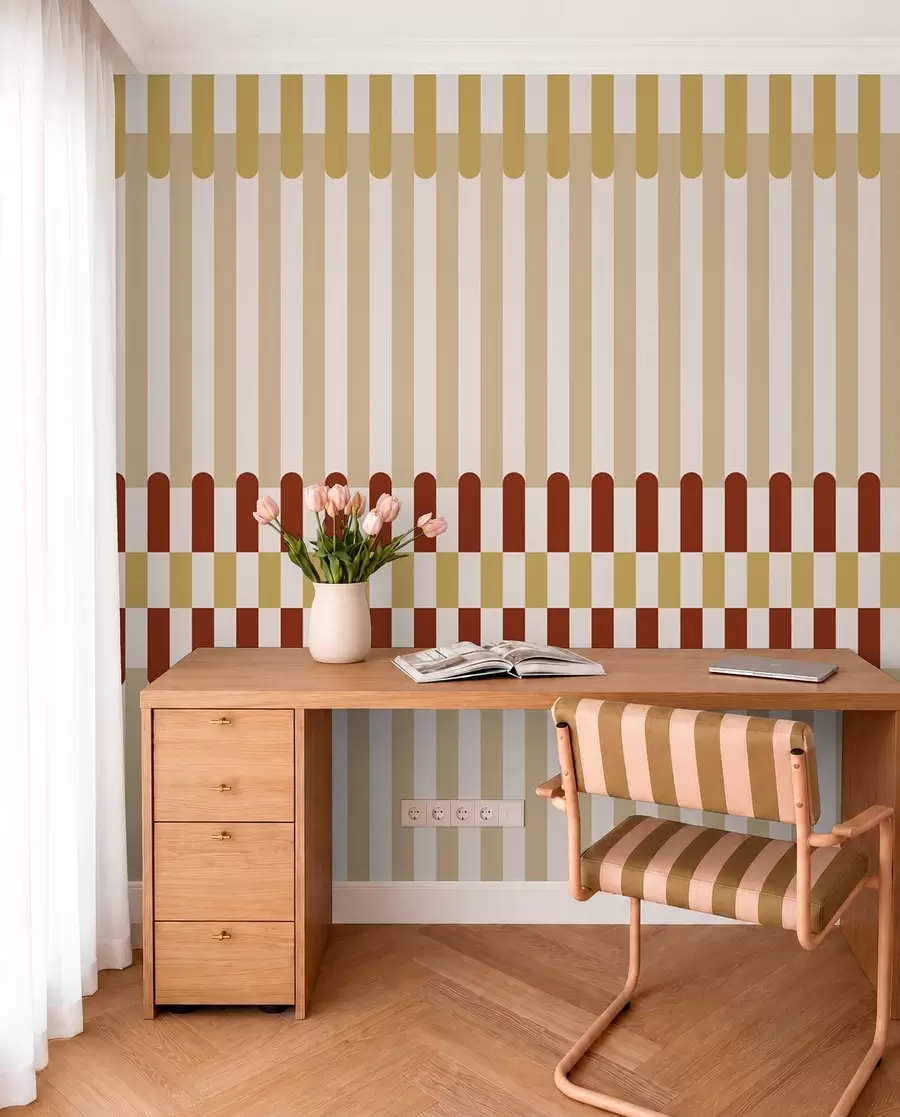 fototapeter Stripet mønster i beige- og terrakottanyanser w05150v3