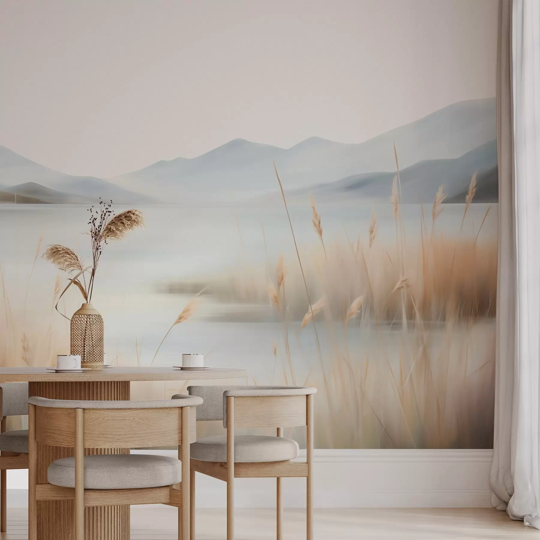 fototapeter Abstrakt landskap med fjell og innsjø w05584