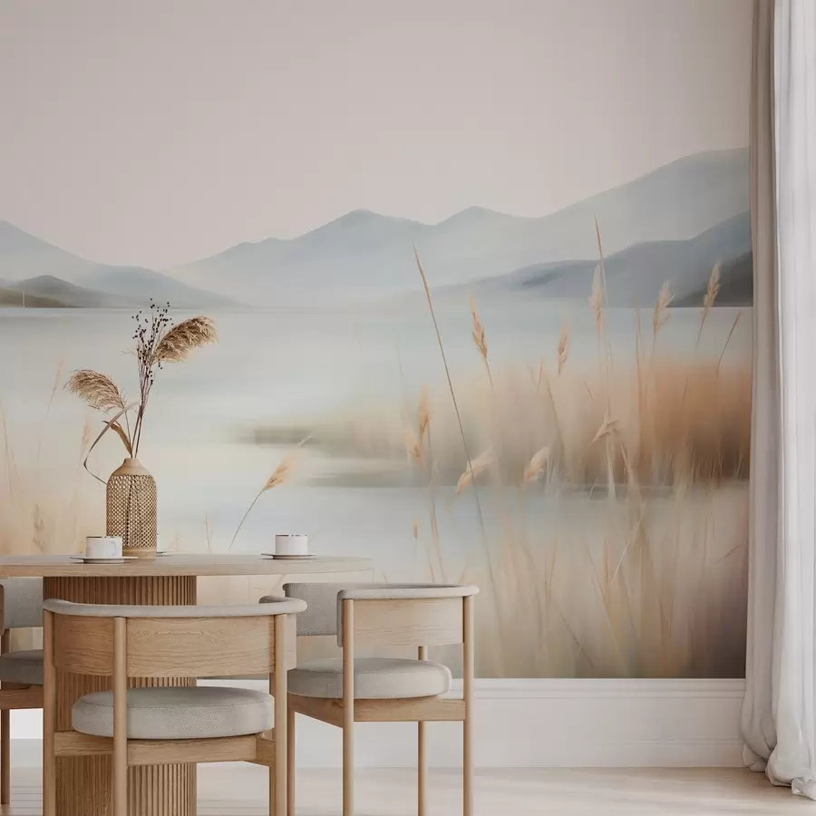 fototapeter Abstrakt landskap med fjell og innsjø w05584