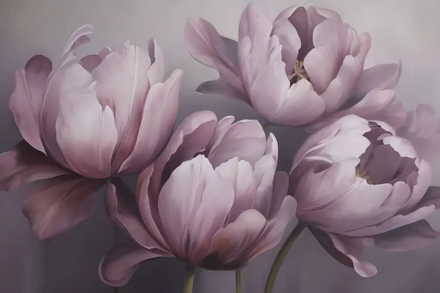 fototapeter Abstrakt maleri som imiterer tulipaner w05593
