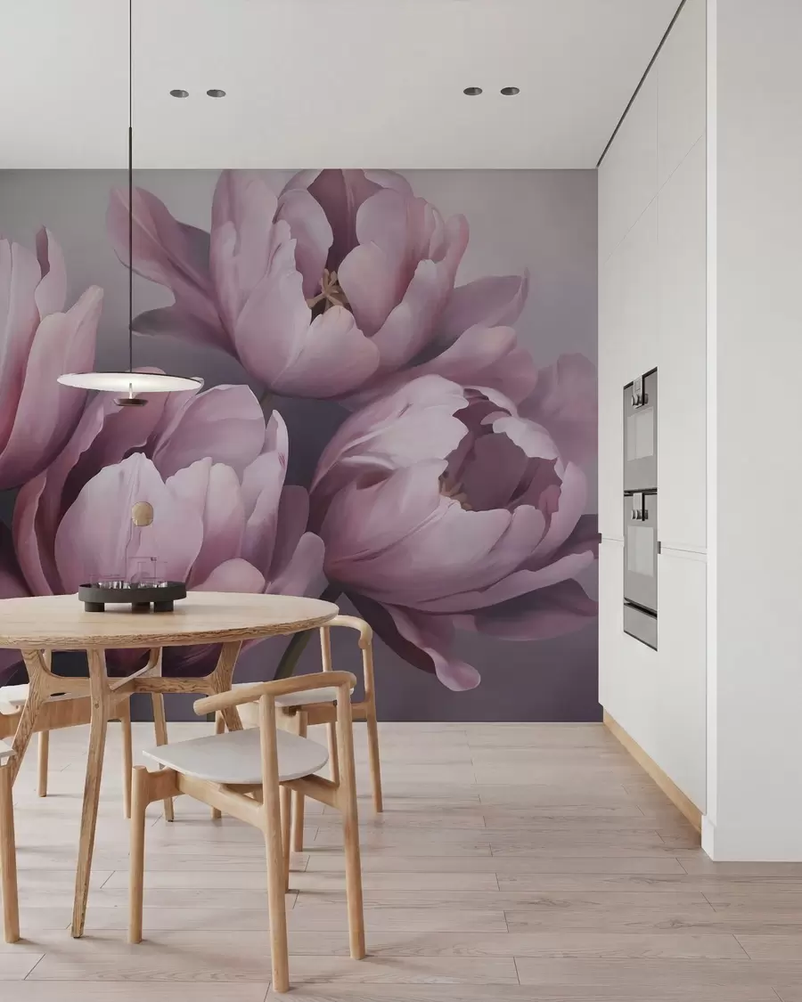 fototapeter Abstrakt maleri som imiterer tulipaner w05593