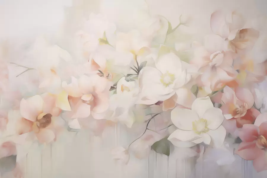 fototapeter Delikat abstrakt blomstermotiv i maleristil w05594