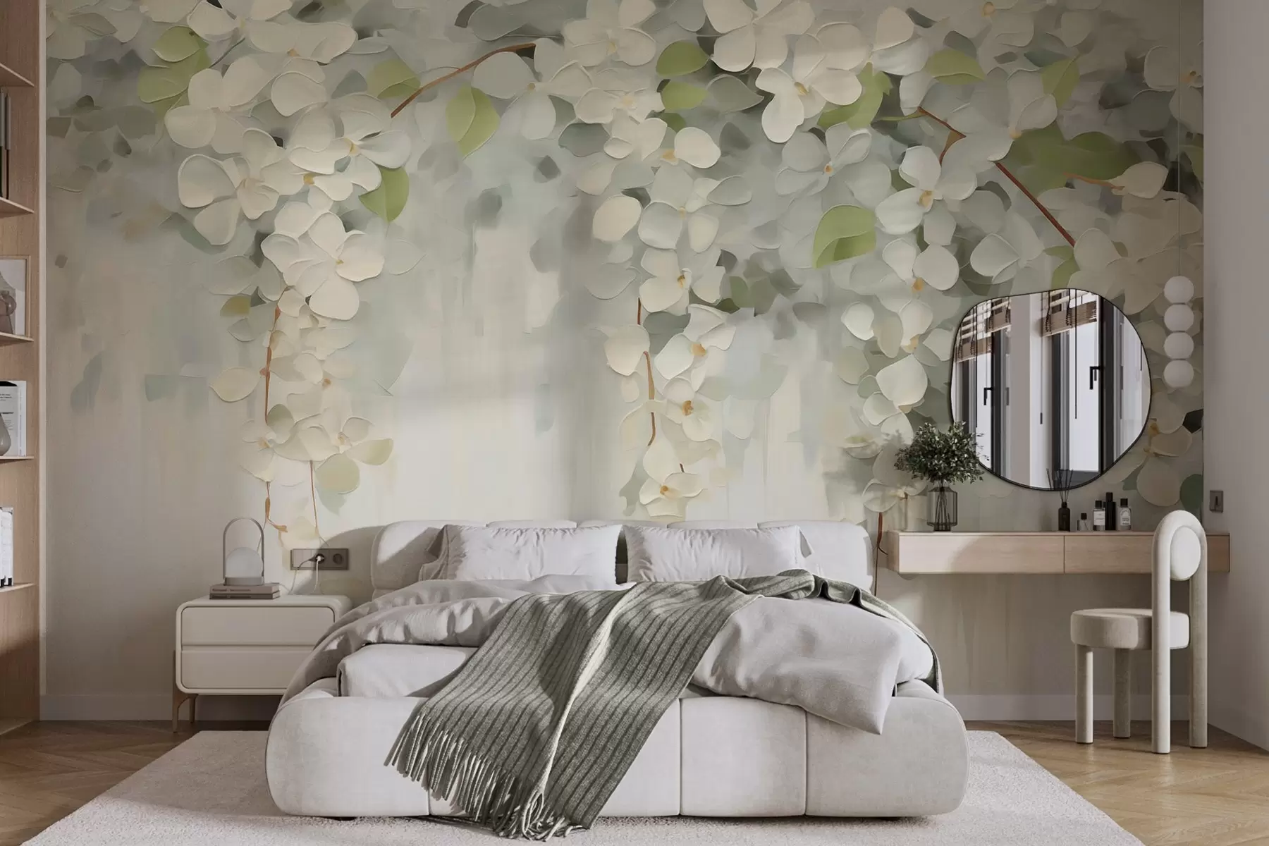 fototapeter Abstrakt maleri med hengende blomster i imitert stil w05641
